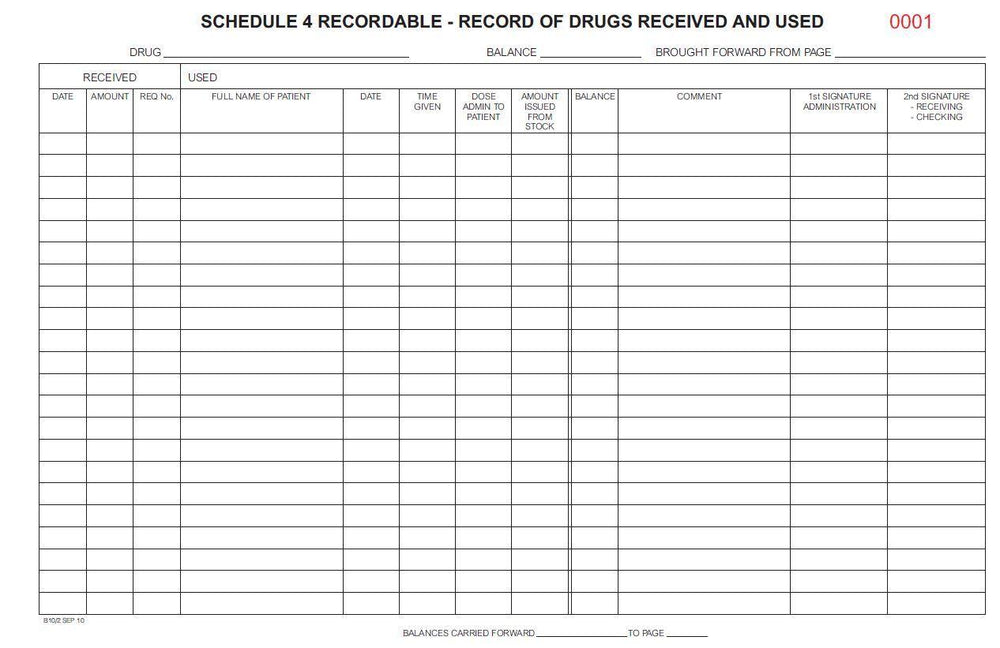 Schedule 4 Register (S4R) - Single Drug Per Page - QureMed